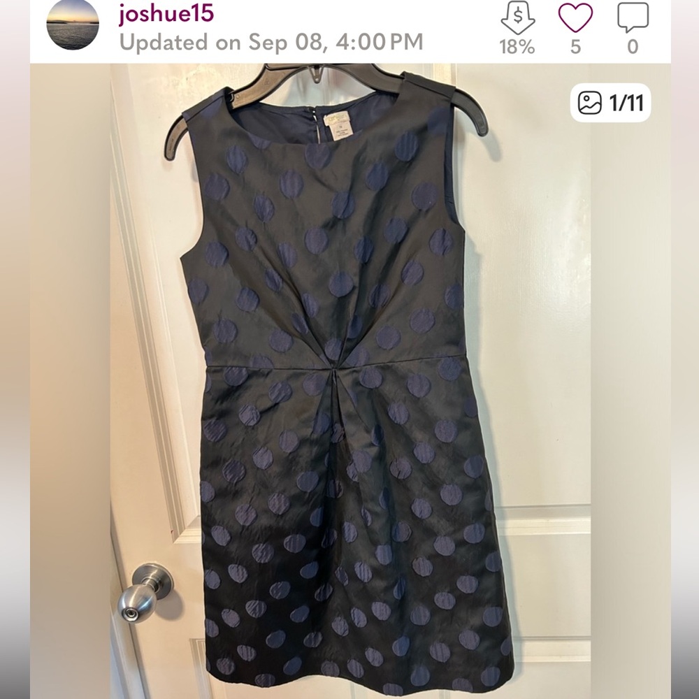 Girls Crew cuts black dress with satin blue dots size 12, special occasion dress
